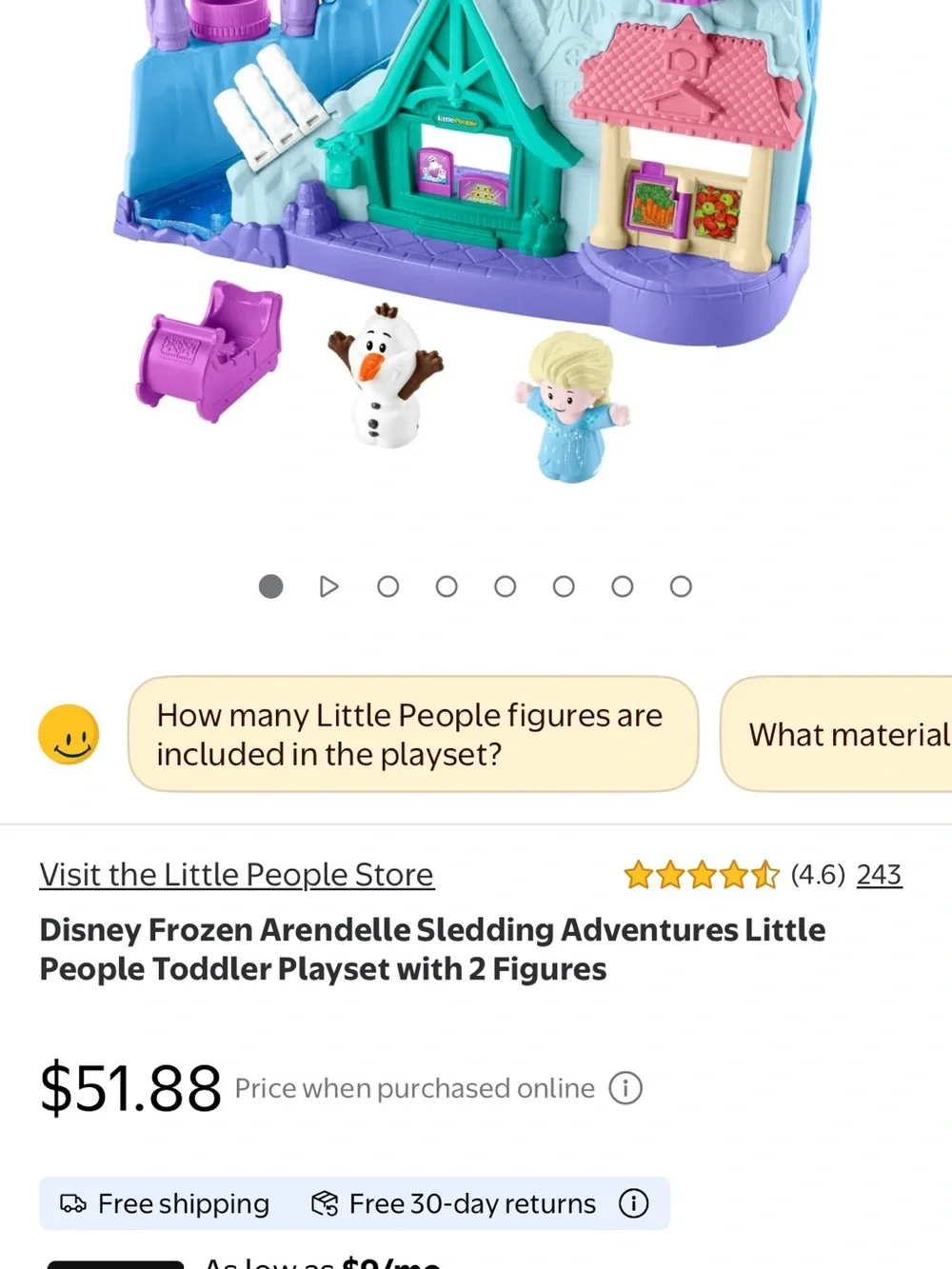 Frozen Little People Arendelle Castle Elsa and Olaf Sled - Picture 6 of 6